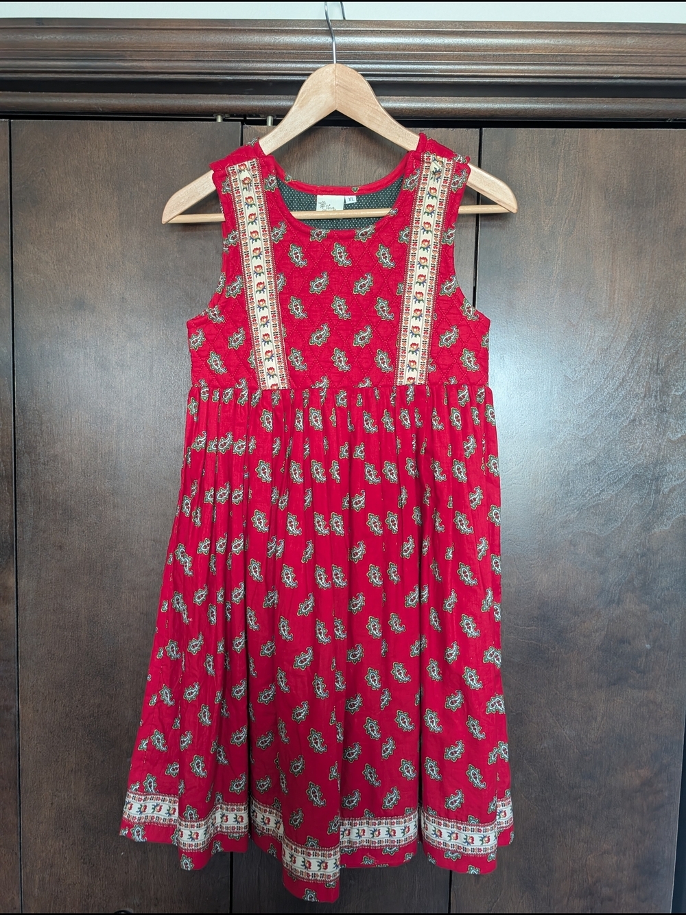 1991 Vera Bradley "Apple Red" Quilted Dress - Rare 90s Indiana Label - Picture 2 of 6